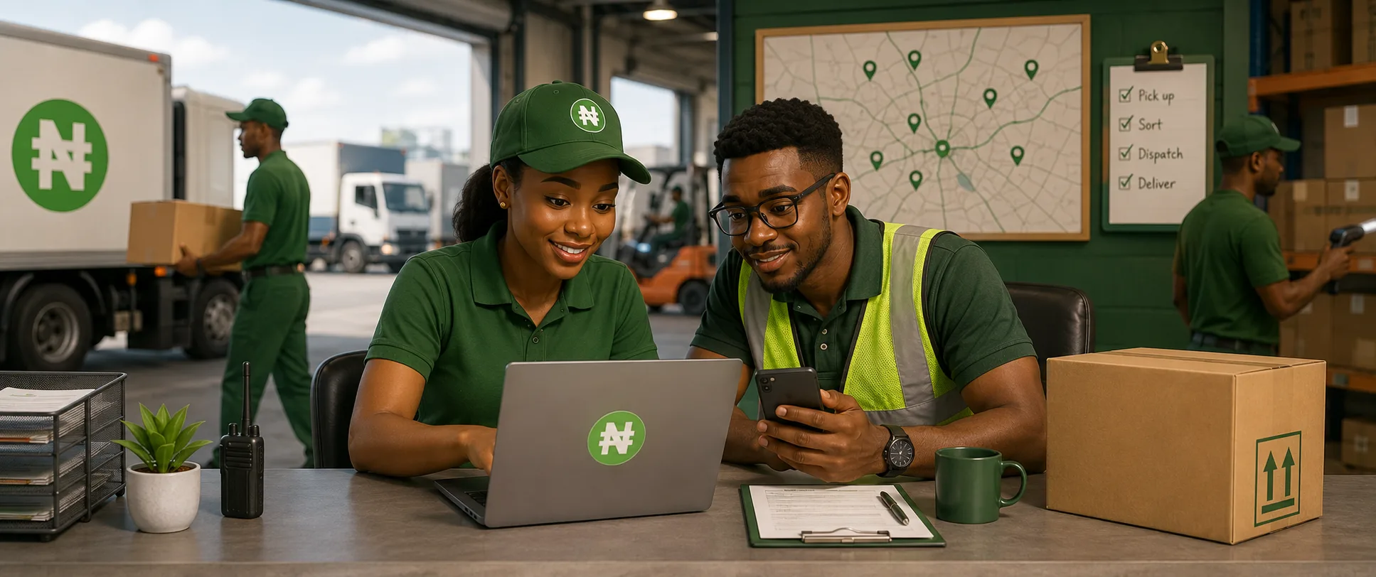 Logistics team dispatching payments and operations with Staffpay.ng