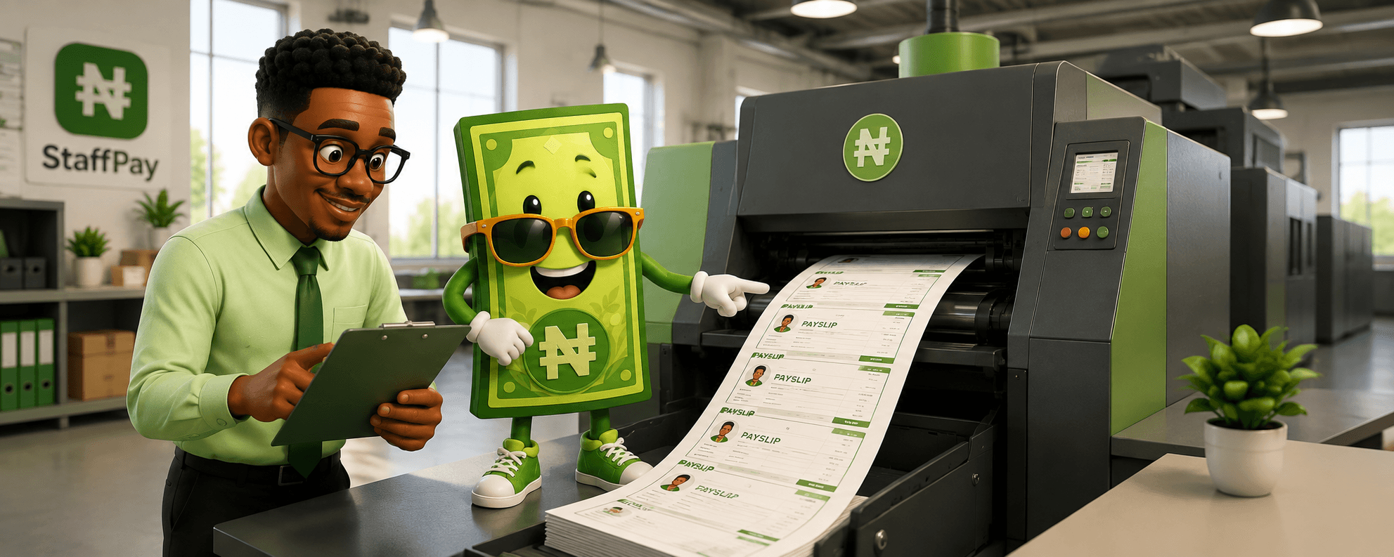 Branded payslips printing after a successful payroll run on Staffpay.ng