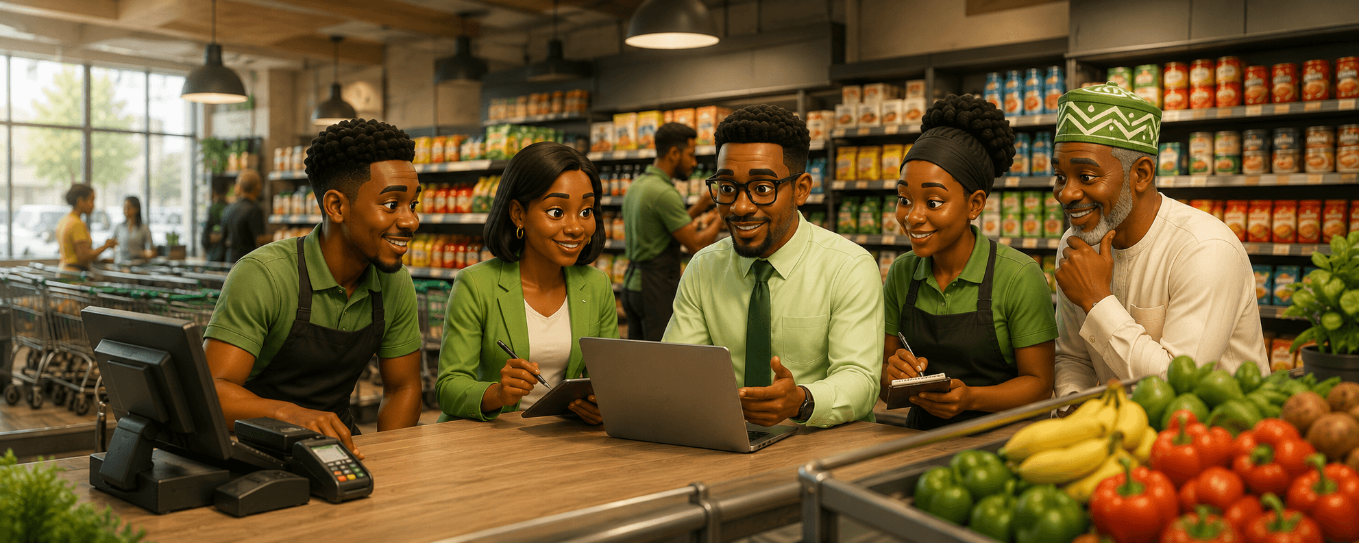Retail team running payroll and store payments with Staffpay.ng